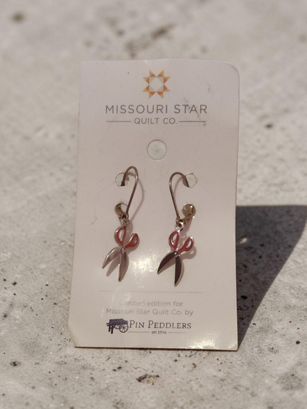 10 / $10 Missouri Star Quilt Co. Scissors Drop Earrings - Pink & Silver